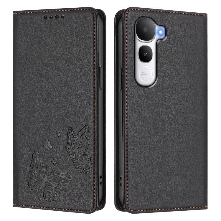 For vivo Y400 5G / 4G Strong Magnetic Dual Butterfly RFID Vegan Leather Phone Case