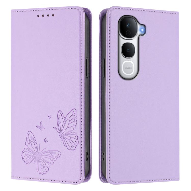 For vivo Y400 Pro 5G Strong Magnetic Dual Butterfly RFID Vegan Leather Phone Case