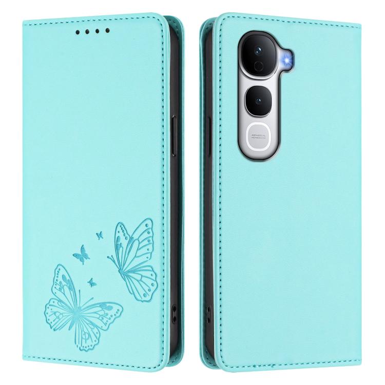 For vivo Y400 Pro 5G Strong Magnetic Dual Butterfly RFID Vegan Leather Phone Case