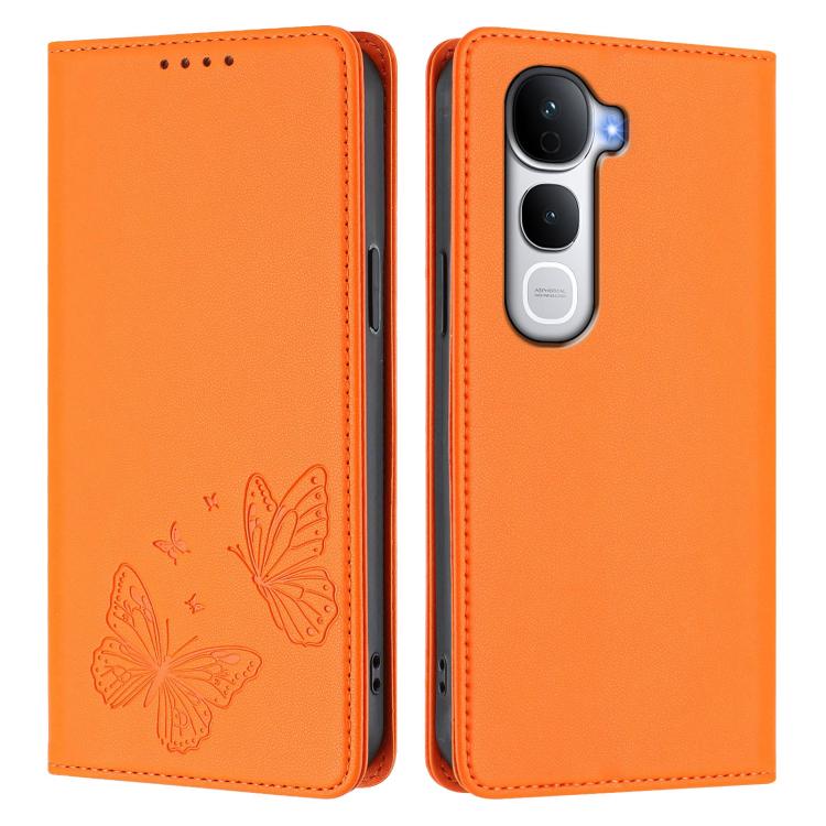 For vivo Y400 Pro 5G Strong Magnetic Dual Butterfly RFID Vegan Leather Phone Case