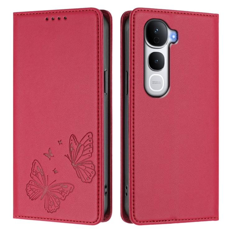 For vivo Y400 Pro 5G Strong Magnetic Dual Butterfly RFID Vegan Leather Phone Case