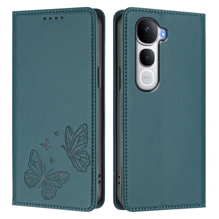 For vivo Y400 Pro 5G Strong Magnetic Dual Butterfly RFID Vegan Leather Phone Case