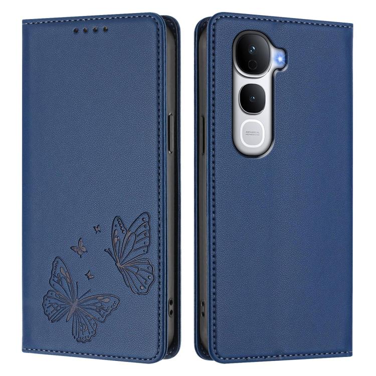 For vivo Y400 Pro 5G Strong Magnetic Dual Butterfly RFID Vegan Leather Phone Case