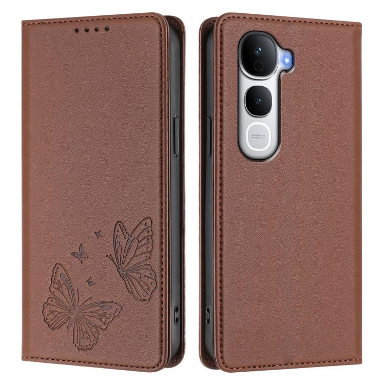 For vivo Y400 Pro 5G Strong Magnetic Dual Butterfly RFID Vegan Leather Phone Case