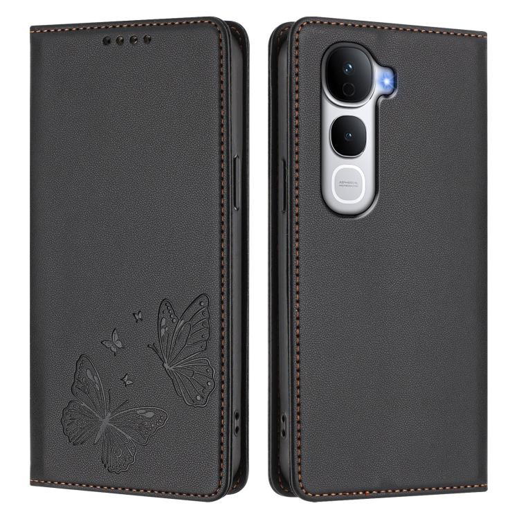 For vivo Y400 Pro 5G Strong Magnetic Dual Butterfly RFID Vegan Leather Phone Case