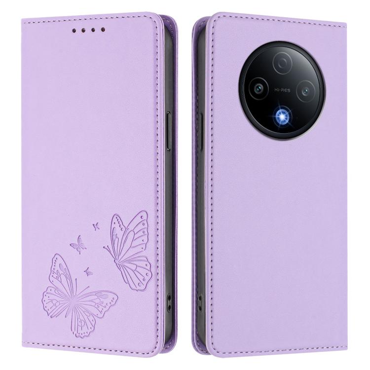 For vivo Y500 5G Strong Magnetic Dual Butterfly RFID Vegan Leather Phone Case