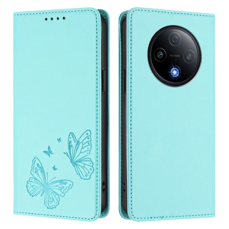 For vivo Y500 5G Strong Magnetic Dual Butterfly RFID Vegan Leather Phone Case