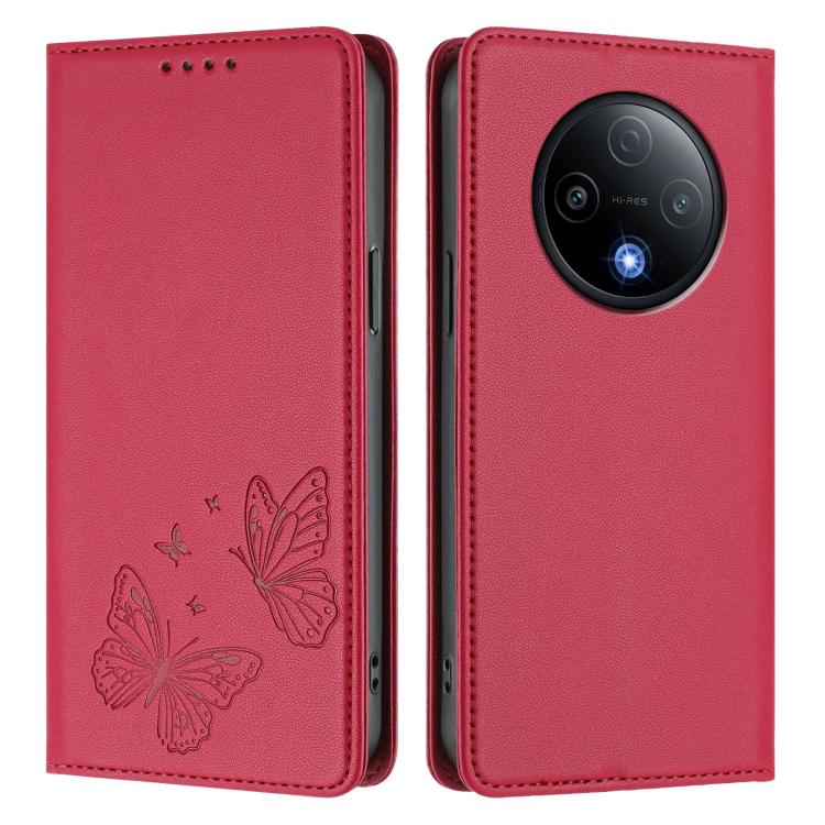 For vivo Y500 5G Strong Magnetic Dual Butterfly RFID Vegan Leather Phone Case
