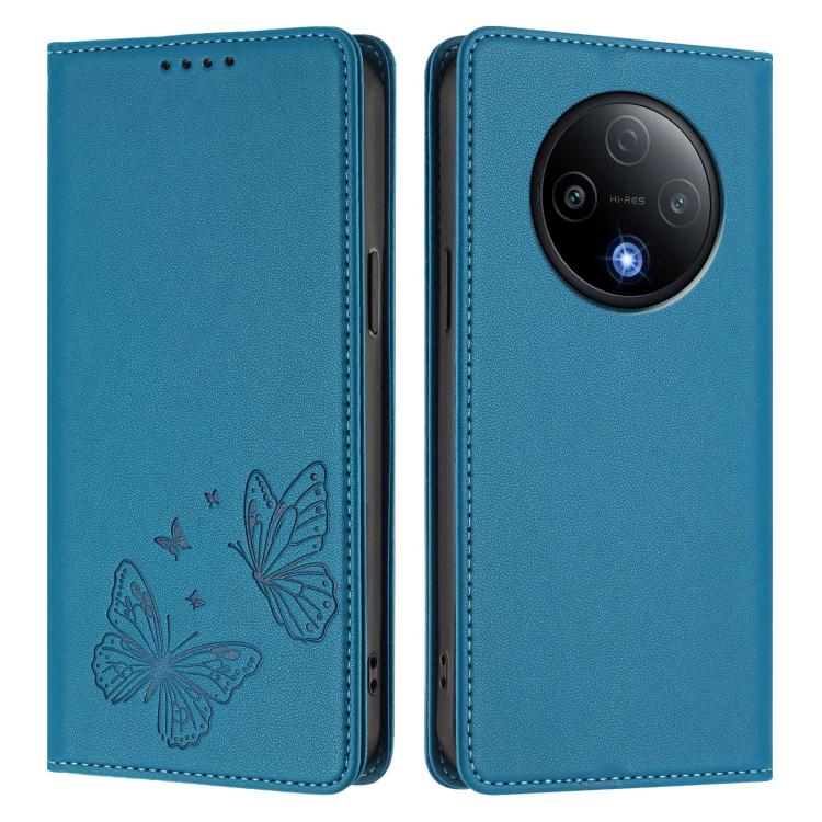 For vivo Y500 5G Strong Magnetic Dual Butterfly RFID Vegan Leather Phone Case