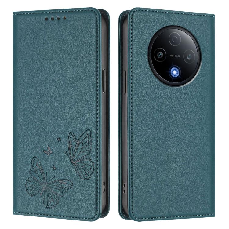 For vivo Y500 5G Strong Magnetic Dual Butterfly RFID Vegan Leather Phone Case