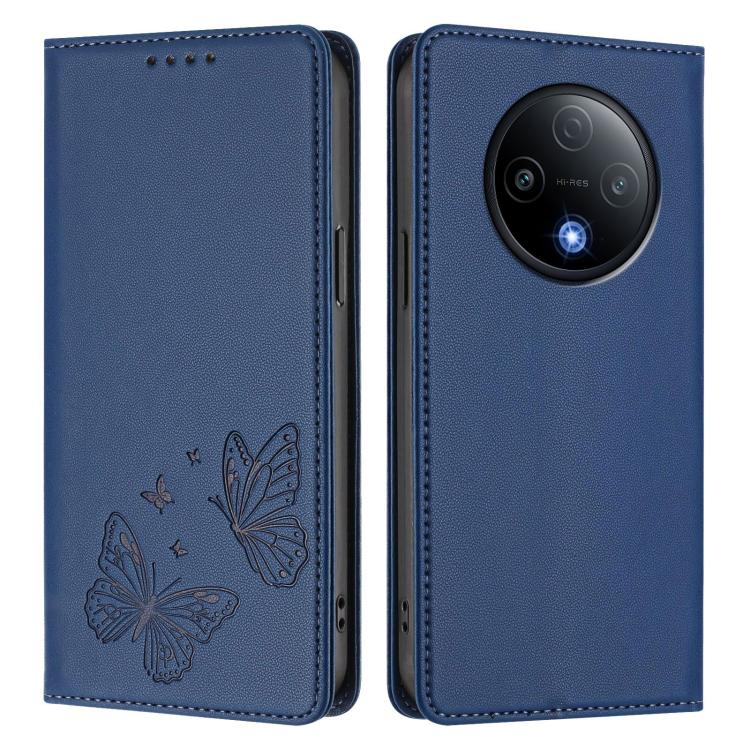 For vivo Y500 5G Strong Magnetic Dual Butterfly RFID Vegan Leather Phone Case
