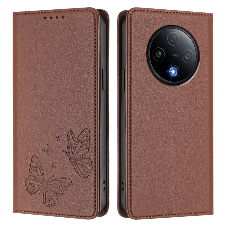 For vivo Y500 5G Strong Magnetic Dual Butterfly RFID Vegan Leather Phone Case