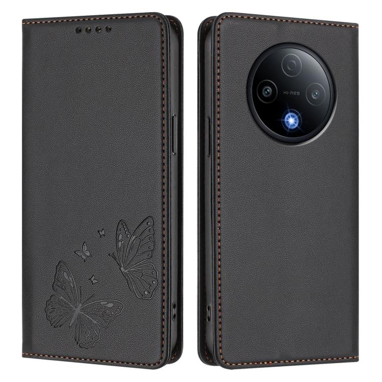 For vivo Y500 5G Strong Magnetic Dual Butterfly RFID Vegan Leather Phone Case
