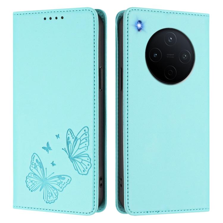 For vivo Y500 Pro 5G Strong Magnetic Dual Butterfly RFID Vegan Leather Phone Case