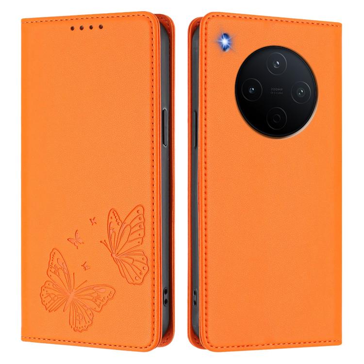 For vivo Y500 Pro 5G Strong Magnetic Dual Butterfly RFID Vegan Leather Phone Case
