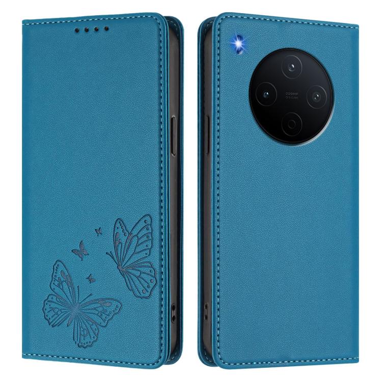 For vivo Y500 Pro 5G Strong Magnetic Dual Butterfly RFID Vegan Leather Phone Case