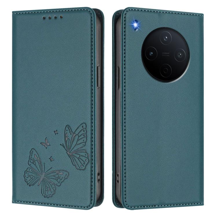 For vivo Y500 Pro 5G Strong Magnetic Dual Butterfly RFID Vegan Leather Phone Case
