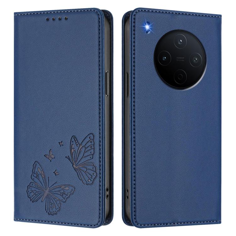 For vivo Y500 Pro 5G Strong Magnetic Dual Butterfly RFID Vegan Leather Phone Case