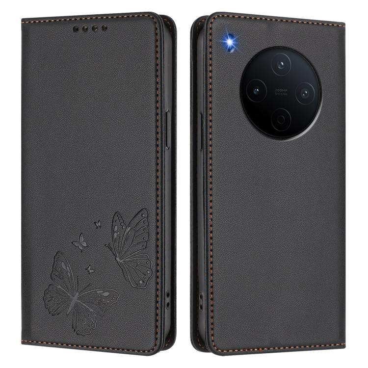 For vivo Y500 Pro 5G Strong Magnetic Dual Butterfly RFID Vegan Leather Phone Case