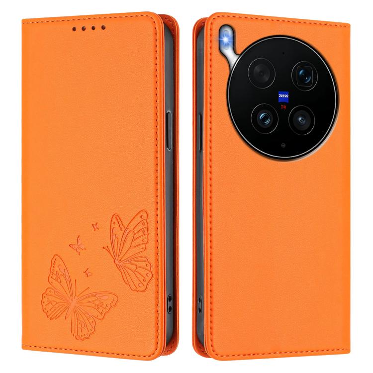 For vivo X300 Ultra Strong Magnetic Dual Butterfly RFID Vegan Leather Phone Case