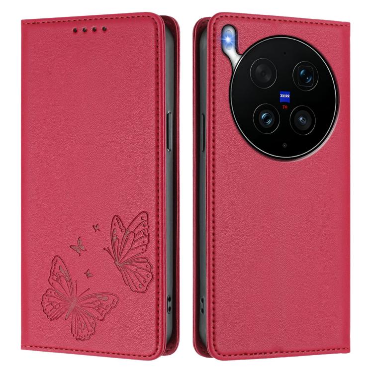 For vivo X300 Ultra Strong Magnetic Dual Butterfly RFID Vegan Leather Phone Case