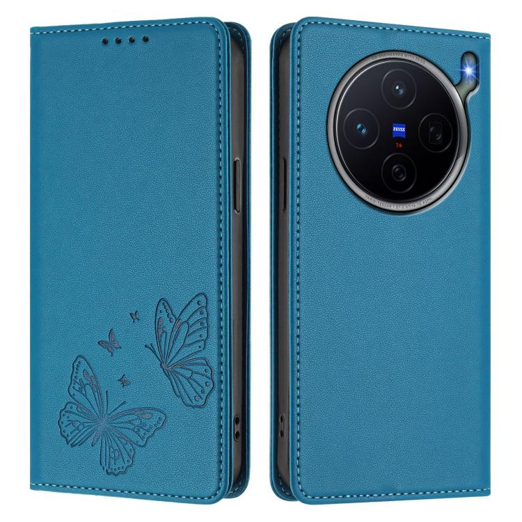 For vivo X300s Strong Magnetic Dual Butterfly RFID Vegan Leather Phone Case