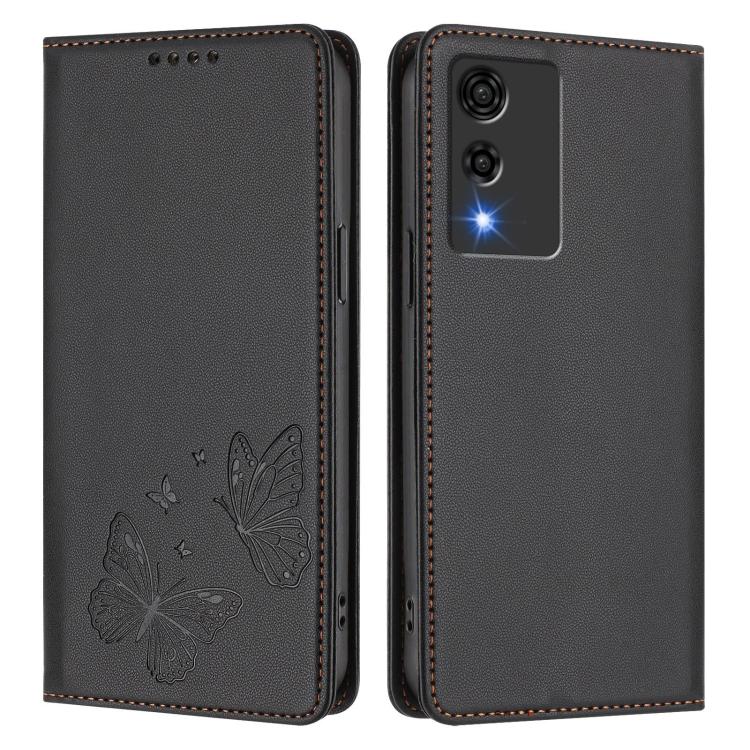 For Cubot A10 Strong Magnetic Dual Butterfly RFID Vegan Leather Phone Case