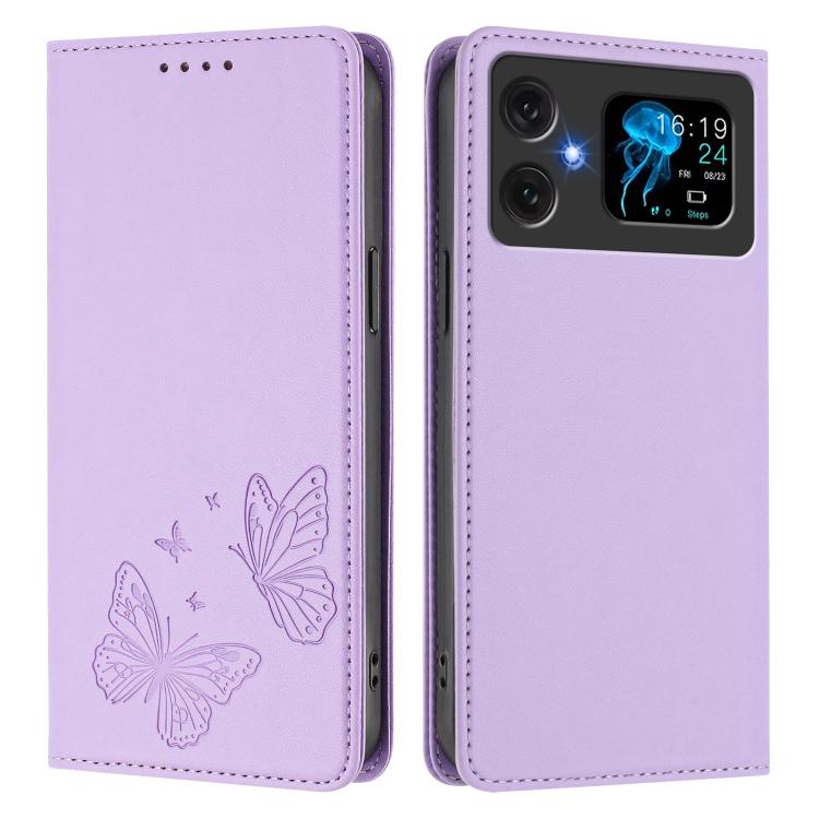 For Cubot A20 Strong Magnetic Dual Butterfly RFID Vegan Leather Phone Case