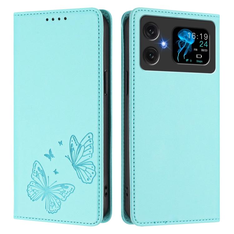 For Cubot A20 Strong Magnetic Dual Butterfly RFID Vegan Leather Phone Case