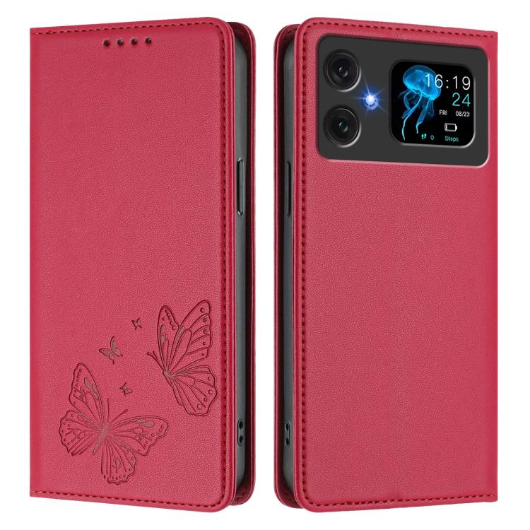 For Cubot A20 Strong Magnetic Dual Butterfly RFID Vegan Leather Phone Case