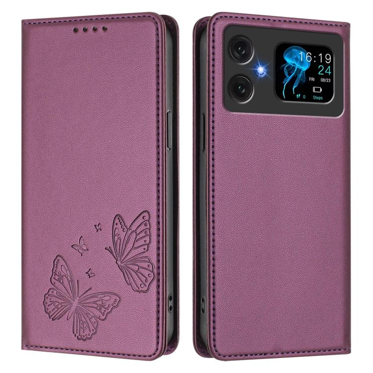 For Cubot A20 Strong Magnetic Dual Butterfly RFID Vegan Leather Phone Case