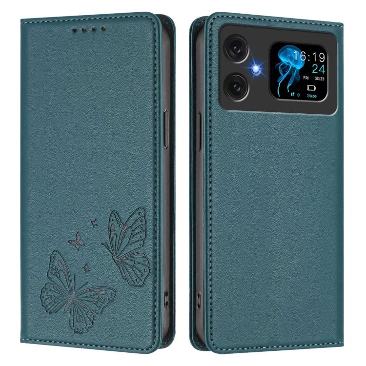 For Cubot A20 Strong Magnetic Dual Butterfly RFID Vegan Leather Phone Case