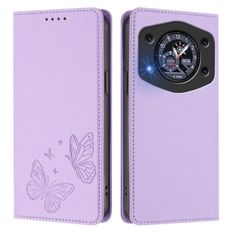 For Cubot A30 Strong Magnetic Dual Butterfly RFID Vegan Leather Phone Case
