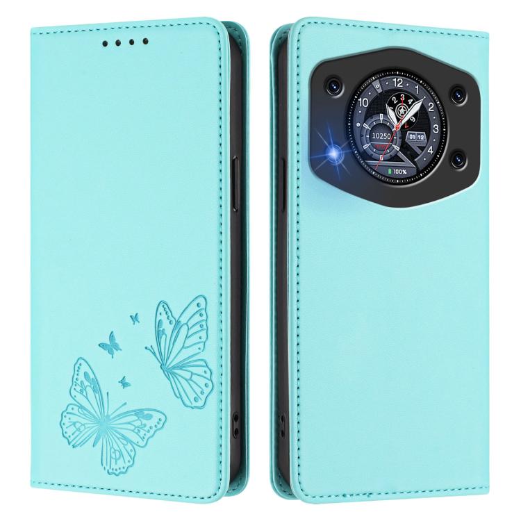 For Cubot A30 Strong Magnetic Dual Butterfly RFID Vegan Leather Phone Case