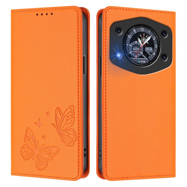 For Cubot A30 Strong Magnetic Dual Butterfly RFID Vegan Leather Phone Case
