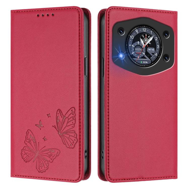 For Cubot A30 Strong Magnetic Dual Butterfly RFID Vegan Leather Phone Case