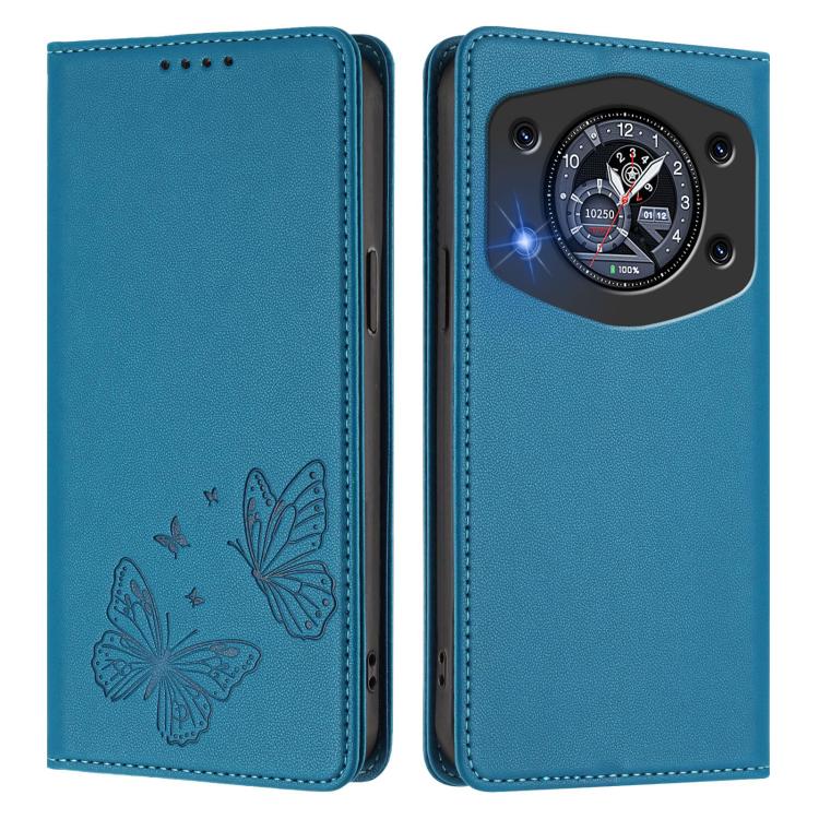 For Cubot A30 Strong Magnetic Dual Butterfly RFID Vegan Leather Phone Case