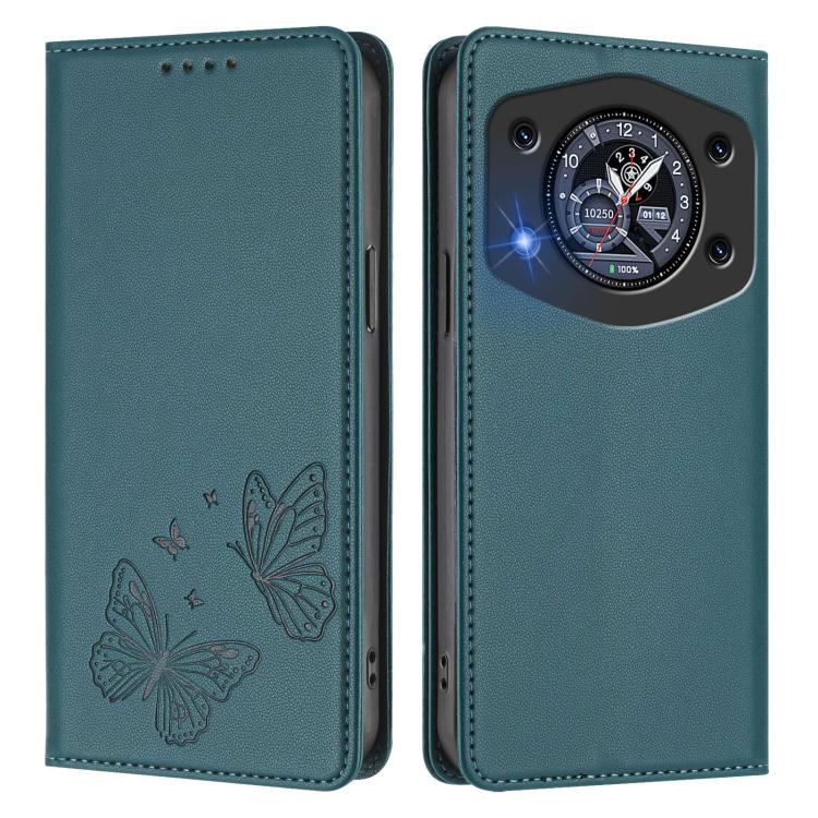 For Cubot A30 Strong Magnetic Dual Butterfly RFID Vegan Leather Phone Case