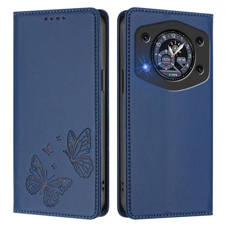 For Cubot A30 Strong Magnetic Dual Butterfly RFID Vegan Leather Phone Case
