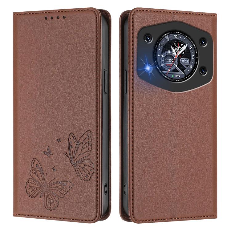 For Cubot A30 Strong Magnetic Dual Butterfly RFID Vegan Leather Phone Case