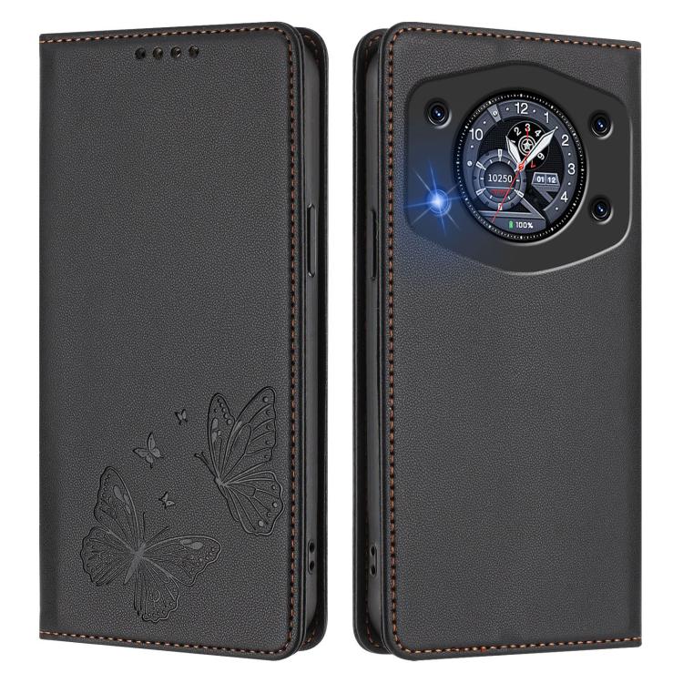 For Cubot A30 Strong Magnetic Dual Butterfly RFID Vegan Leather Phone Case