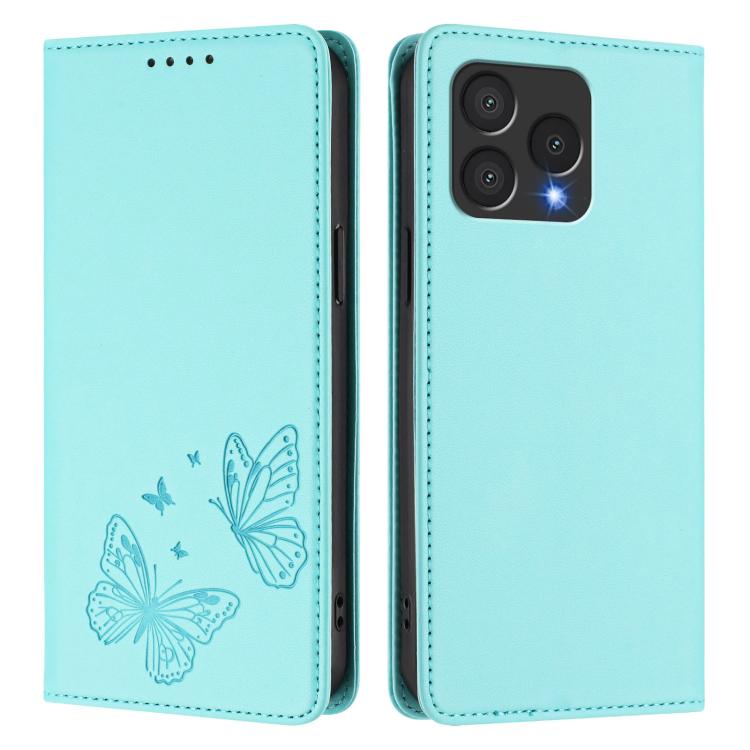 For Cubot A40 Strong Magnetic Dual Butterfly RFID Vegan Leather Phone Case