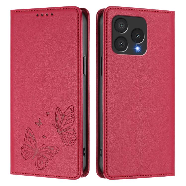 For Cubot A40 Strong Magnetic Dual Butterfly RFID Vegan Leather Phone Case