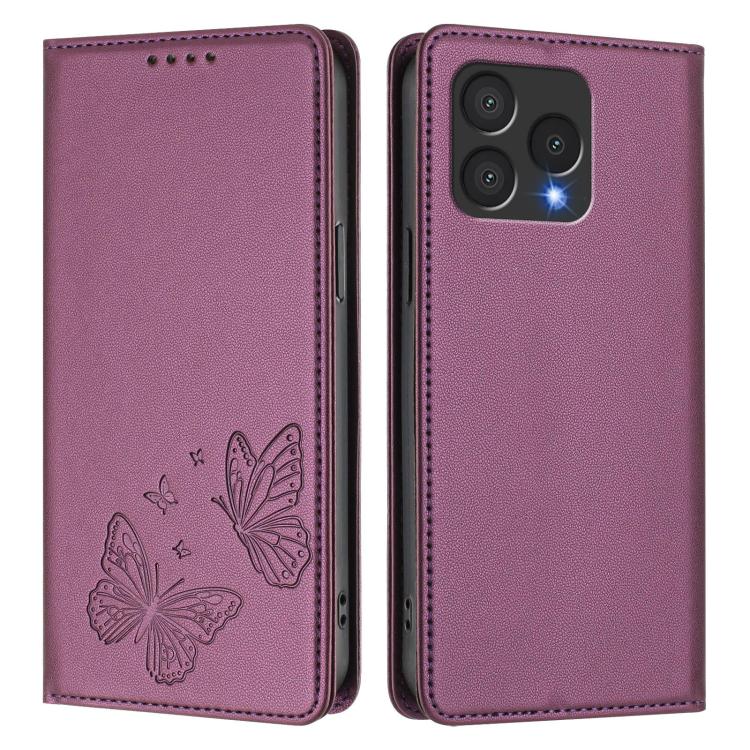 For Cubot A40 Strong Magnetic Dual Butterfly RFID Vegan Leather Phone Case