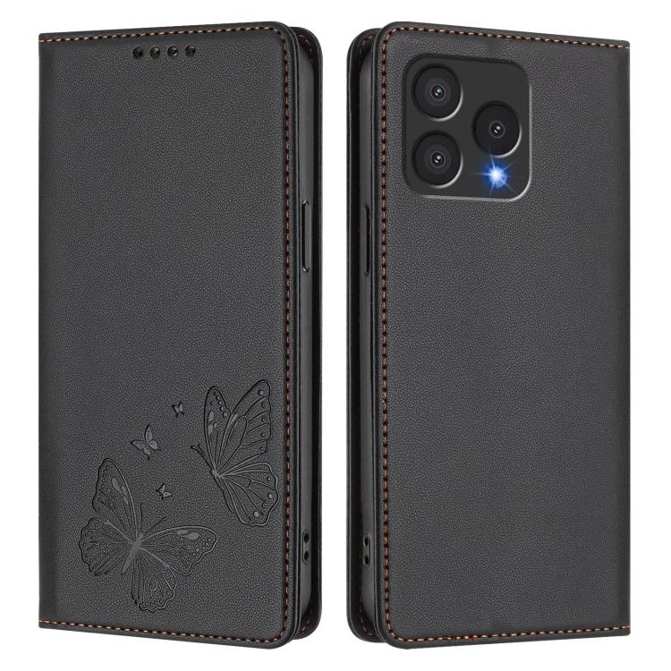 For Cubot A40 Strong Magnetic Dual Butterfly RFID Vegan Leather Phone Case