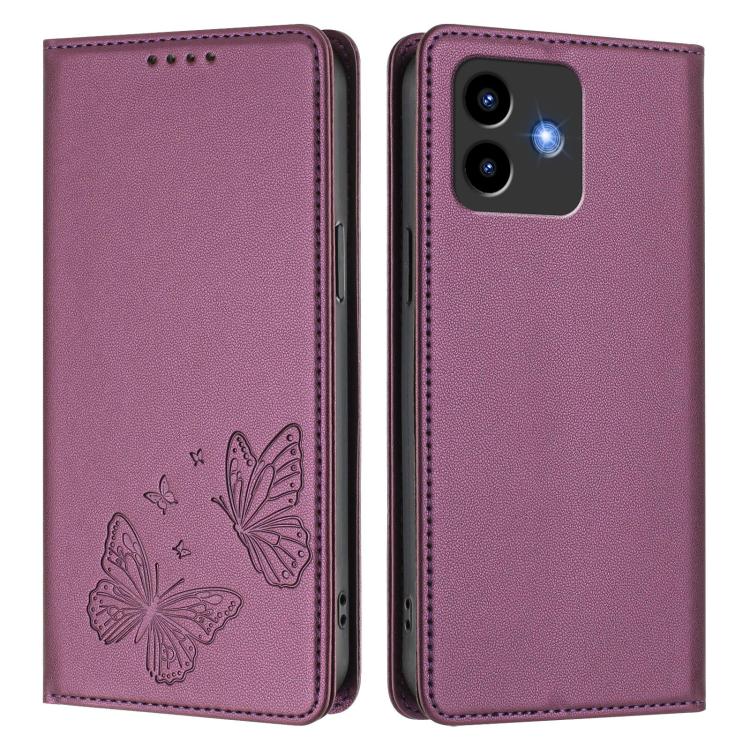 For Cubot Note 40 Strong Magnetic Dual Butterfly RFID Vegan Leather Phone Case