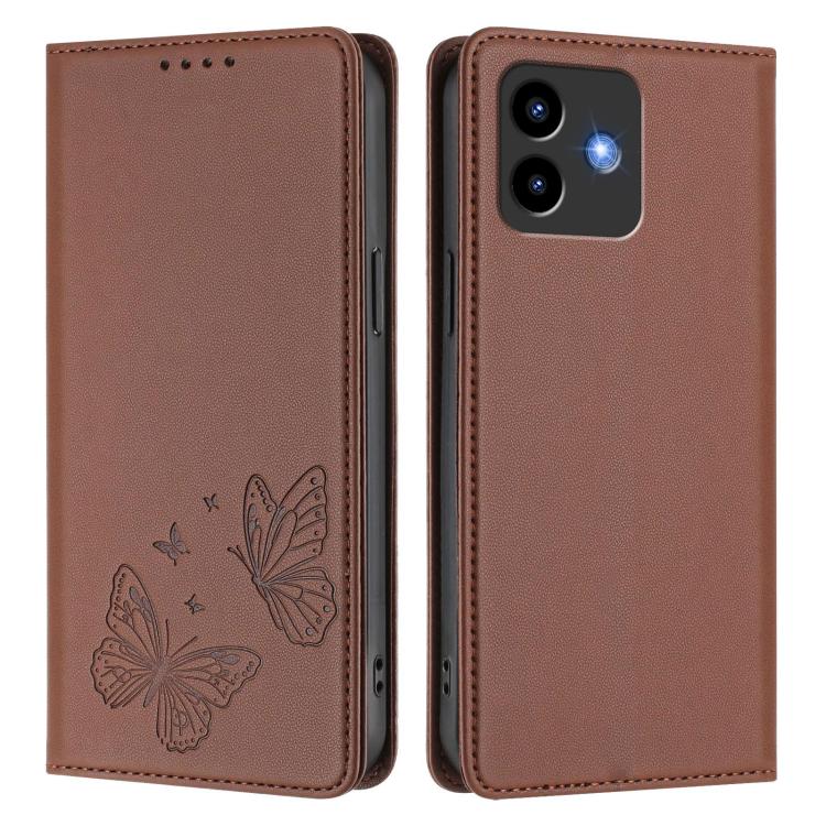 For Cubot Note 40 Strong Magnetic Dual Butterfly RFID Vegan Leather Phone Case