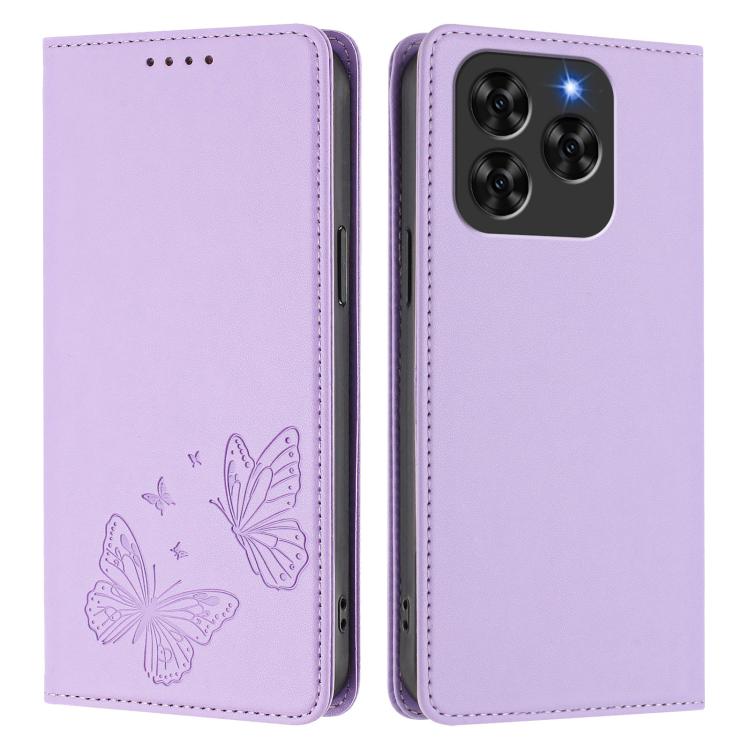 For Cubot Note 60 4G Strong Magnetic Dual Butterfly RFID Vegan Leather Phone Case