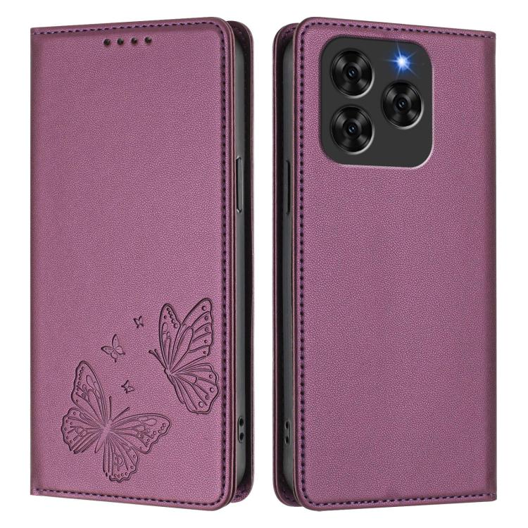 For Cubot Note 60 4G Strong Magnetic Dual Butterfly RFID Vegan Leather Phone Case