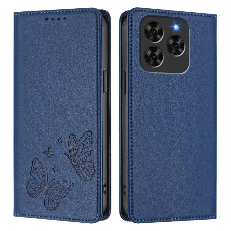 For Cubot Note 60 4G Strong Magnetic Dual Butterfly RFID Vegan Leather Phone Case